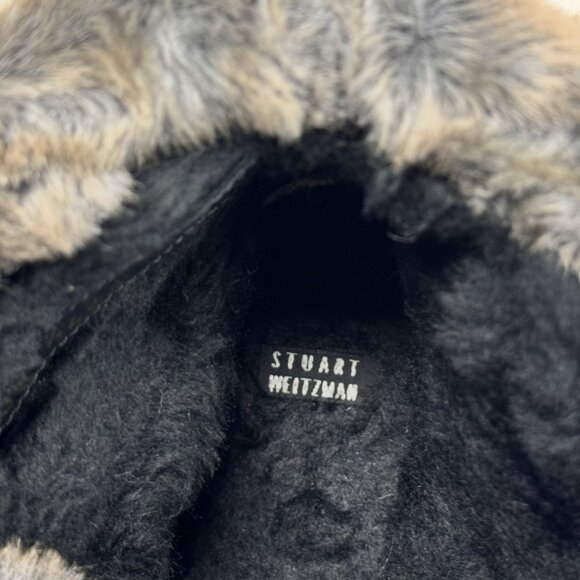 Stuart Weitzman Luge Bootie SZ 9 Fur Lined Lace Up Black Suede Winter Flat Warm - Picture 12 of 14